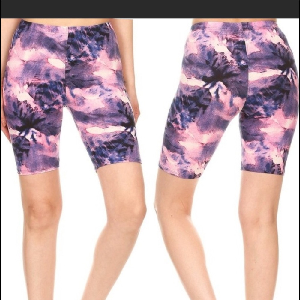 Biker Shorts TieDye Pink Purple High Waist Small